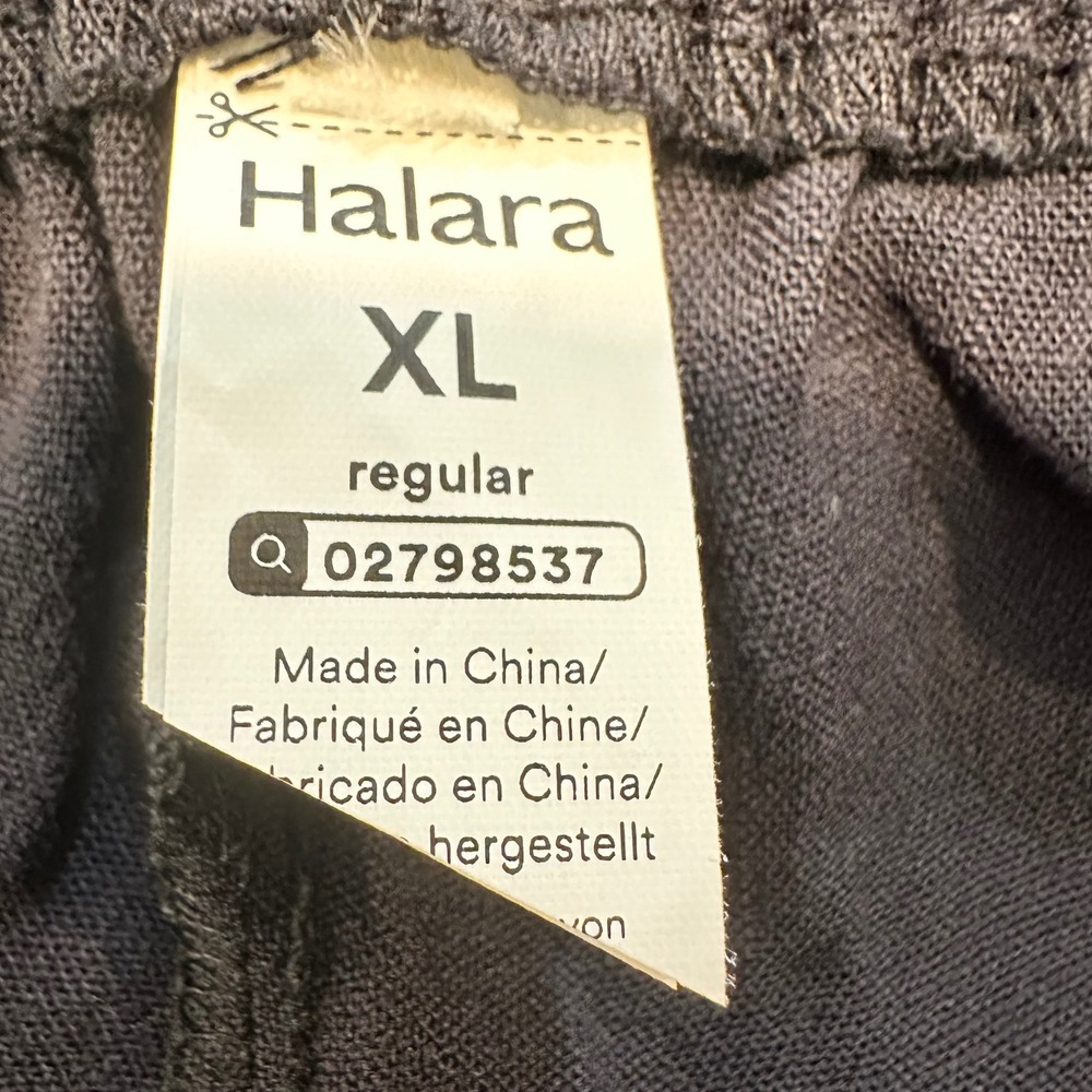 Halara Pants Women Black Elastic Waist Cuffed Cropped Casual Comfort XL - Picture 3 of 7